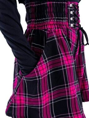 Pink Plaid Flared Shorts. NWT. Rockabella/Attitude UK